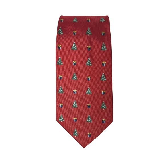 Paul Fredrick Other - Paul Fredrick Hand Tailored Tie Red Christmas Tree Italian Silk Made in USA